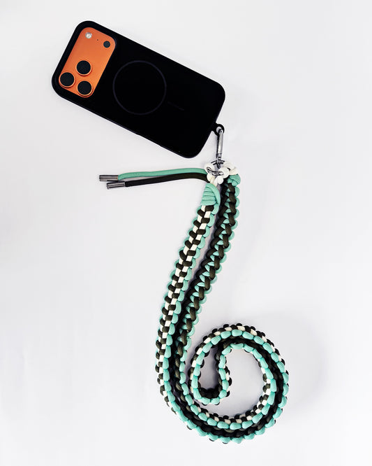 Correa cruzada de cuerda trenzada - para celular (verde)