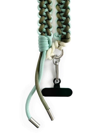 Correa cruzada de cuerda trenzada - para celular (verde)