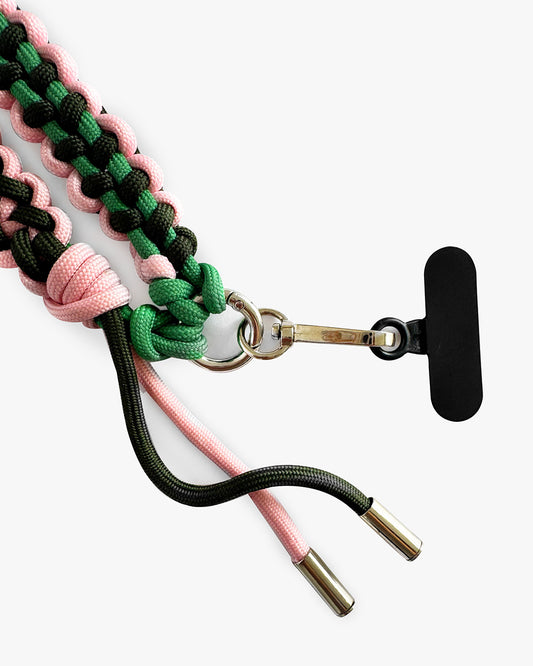 Correa cruzada de cuerda trenzada - para celular (verderosa)